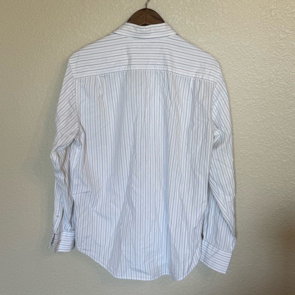 Banana Republic White and Gray Striped Shirt